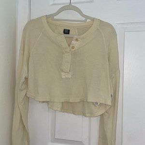 BDG Oversized Henley Long-Sleeve Crop Top